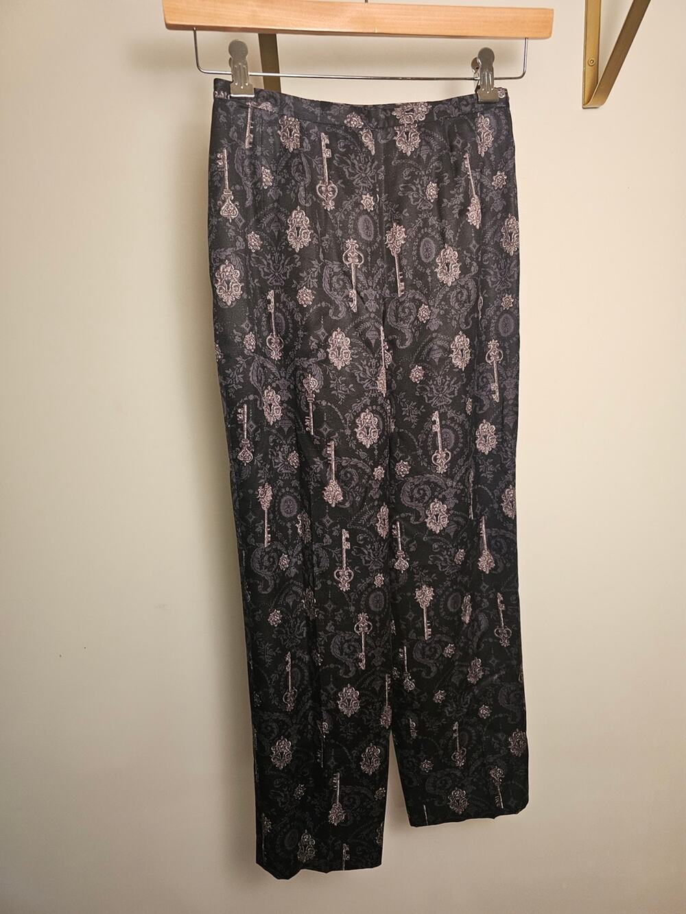 Silk Petite Key Pattern Dress Pants